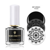 BORN PRETTY Black White Nail Stamping Polish Lacquer Gold Silver Nail Art Plate Stamp Oil White Night Stamping Series