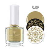 BORN PRETTY Black White Nail Stamping Polish Lacquer Gold Silver Nail Art Plate Stamp Oil White Night Stamping Series