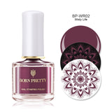BORN PRETTY Black White Nail Stamping Polish Lacquer Gold Silver Nail Art Plate Stamp Oil White Night Stamping Series