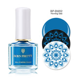 BORN PRETTY Black White Nail Stamping Polish Lacquer Gold Silver Nail Art Plate Stamp Oil White Night Stamping Series