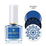 BORN PRETTY Black White Nail Stamping Polish Lacquer Gold Silver Nail Art Plate Stamp Oil White Night Stamping Series
