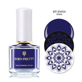 BORN PRETTY Black White Nail Stamping Polish Lacquer Gold Silver Nail Art Plate Stamp Oil White Night Stamping Series