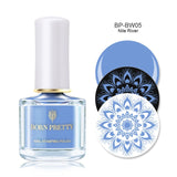 BORN PRETTY Black White Nail Stamping Polish Lacquer Gold Silver Nail Art Plate Stamp Oil White Night Stamping Series