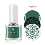 BORN PRETTY Black White Nail Stamping Polish Lacquer Gold Silver Nail Art Plate Stamp Oil White Night Stamping Series