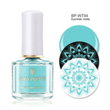 BORN PRETTY Black White Nail Stamping Polish Lacquer Gold Silver Nail Art Plate Stamp Oil White Night Stamping Series