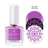 BORN PRETTY Black White Nail Stamping Polish Lacquer Gold Silver Nail Art Plate Stamp Oil White Night Stamping Series
