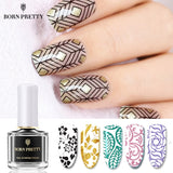 BORN PRETTY Black White Nail Stamping Polish Lacquer Gold Silver Nail Art Plate Stamp Oil White Night Stamping Series