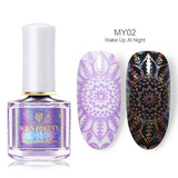 BORN PRETTY 6ml Holographic Nail Stamping Polish Silver Holo Laser Stamping Polish DIY Image Printing Polish Nail Art Lirqurd