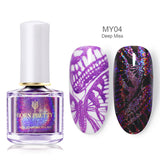 BORN PRETTY 6ml Holographic Nail Stamping Polish Silver Holo Laser Stamping Polish DIY Image Printing Polish Nail Art Lirqurd